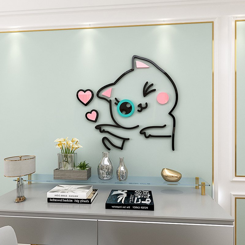 Pet cat stereo wall paper room living room decoration sofa sticker self-adhesive cartoon cat 3D wall sticker