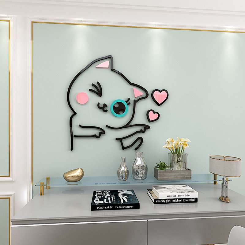 Pet cat stereo wall paper room living room decoration sofa sticker self-adhesive cartoon cat 3D wall sticker