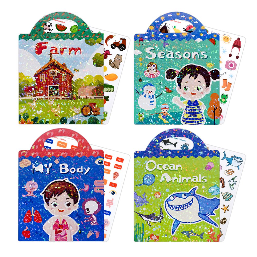 Children's Reusable Space Style Jelly Sticker book Cartoon DIY PVC Gel Stickers for Education Travel Washable Printed Kids' Toys