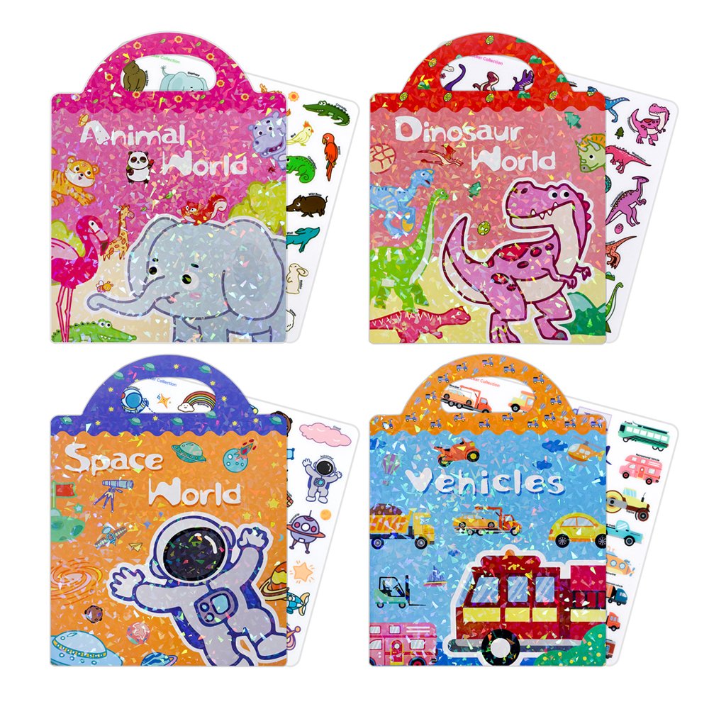 Children's Reusable Space Style Jelly Sticker book Cartoon DIY PVC Gel Stickers for Education Travel Washable Printed Kids' Toys