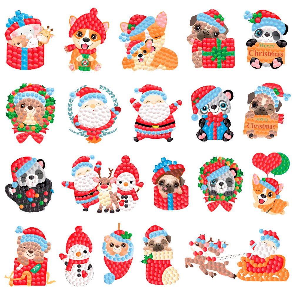 Christmas 5D Diamond Painting Stickers Set for Children's Christmas DIY Diamond Mosaic Stickers Water Diamond Art Stickers Set