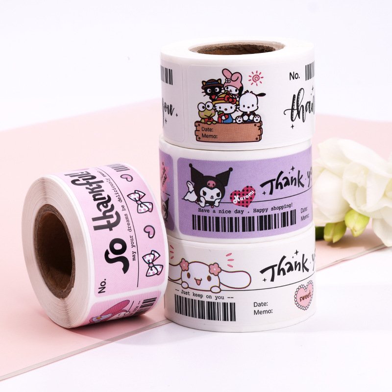 120pcs Family Cartoon Stickers roll For Decoration Kuromi Sticker As Gift For Kids cute stickers