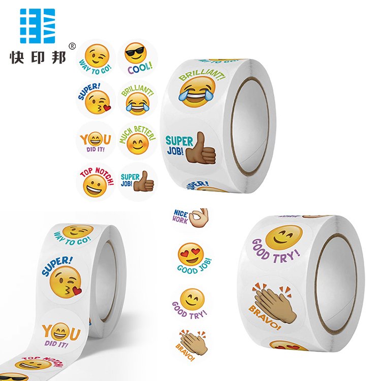 All Kinds Of Smiley Face Emojis Toy Cartoon Stickers Classroom Children's Reward Label Box Seal Sealing Sticker Custom Logo