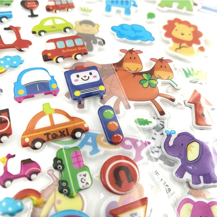 Wholesale cute cartoon 3D animal English letters bubble puffy sticker for baby kids