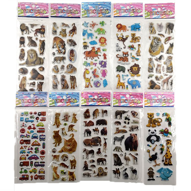 Wholesale cute cartoon 3D animal English letters bubble puffy sticker for baby kids
