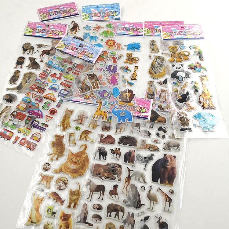 Wholesale cute cartoon 3D animal English letters bubble puffy sticker for baby kids