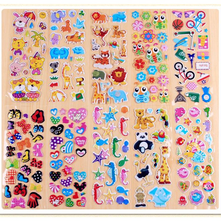 Wholesale cute cartoon 3D animal English letters bubble puffy sticker for baby kids