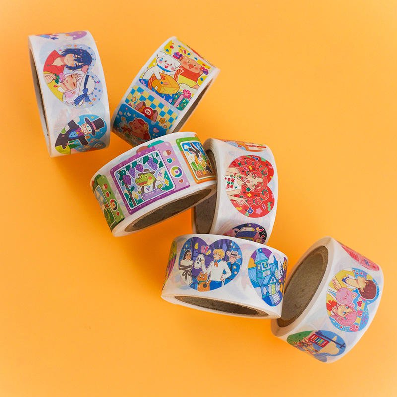 Custom Multi-style Adhesive Vinyl Waterproof Die Cut Stickers Labels For School Stationery Cartoon Stickers Sheets Logo Label