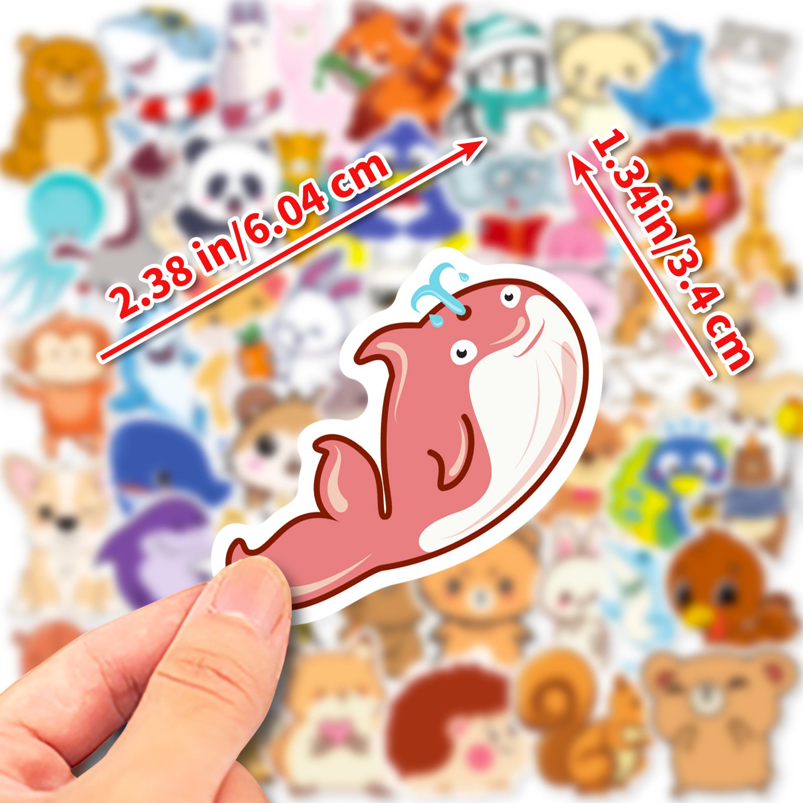 Hot selling 50 different cute cartoon animal stickers to decorate notebooks and reward boys and girls