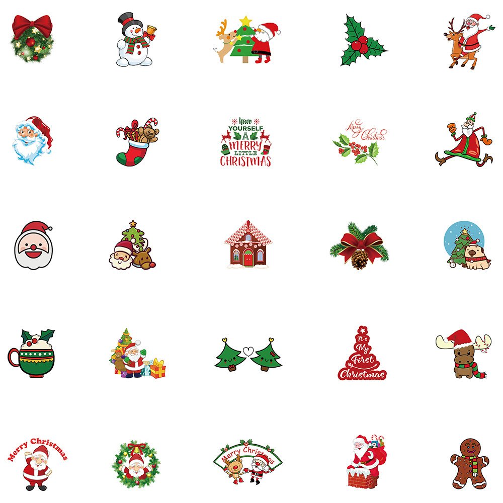 50Pcs Cute Vinyl Christmas Labels Stickers Skateboard Water Bottles Cars Bumper Scrapbook
