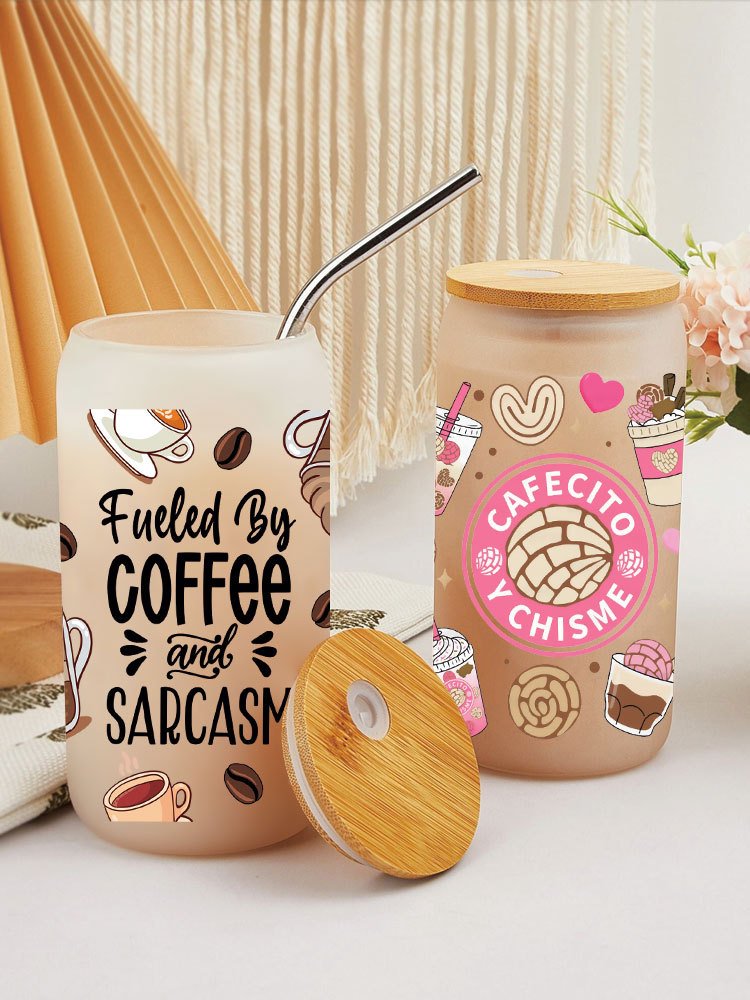 New wholesale in stock cartoon printing UV cup with crystal logo pattern 23cm*11cm coffee can glass cartoon heart DTF sticker