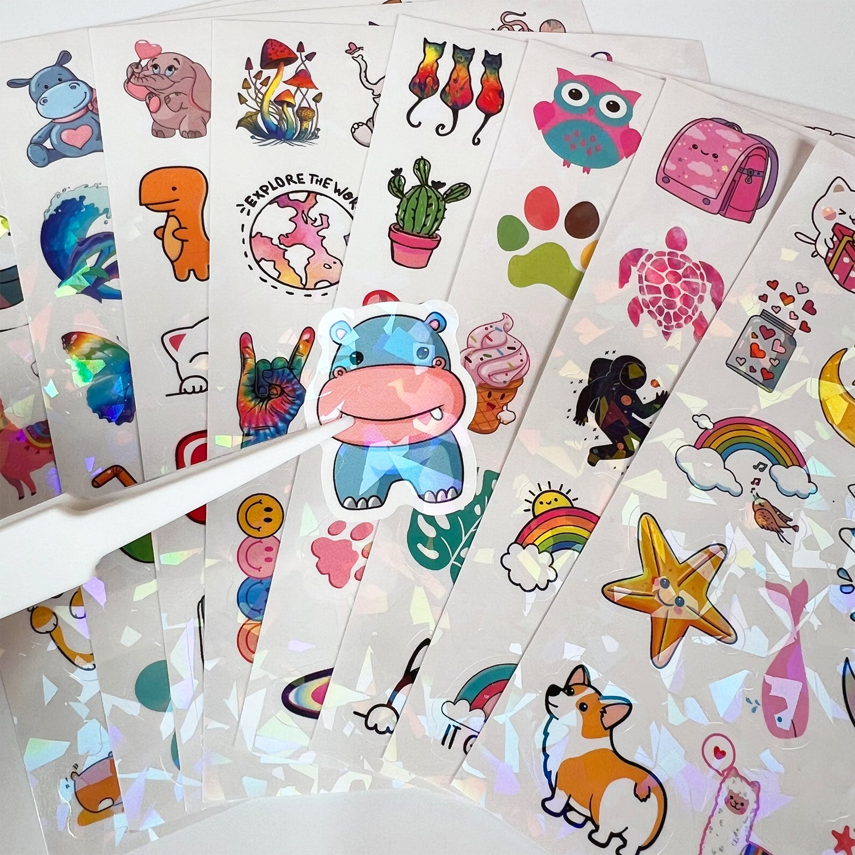 Custom Design Waterproof vinyl PVC paper Kiss Cut Sticker label Printing Adhesive Vinyl Cartoon Stickers Sheet for kids