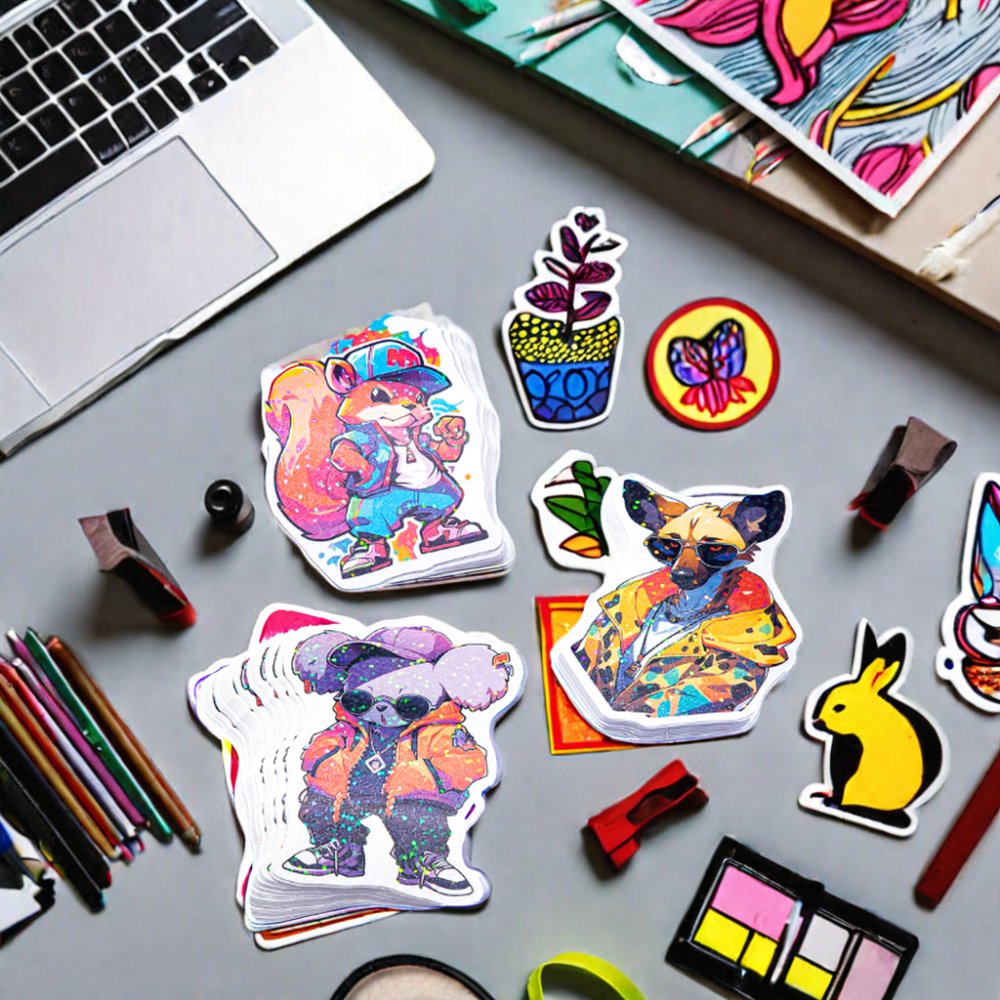 Customised Personalized Stickers Manufacturer Outdoor Adhesive Stickers Digital Printing Logo Label Holographic Glitter Vinyl