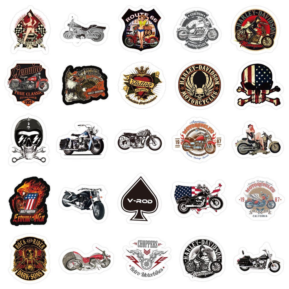 ZY0503C 50pcs High quality Harley motorcycle Sticker PVC Vinyl Waterproof Stickers For Suitcase Skateboard Travel CASE Bike