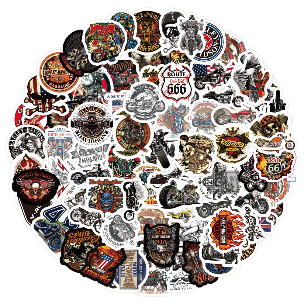ZY0503C 50pcs High quality Harley motorcycle Sticker PVC Vinyl Waterproof Stickers For Suitcase Skateboard Travel CASE Bike
