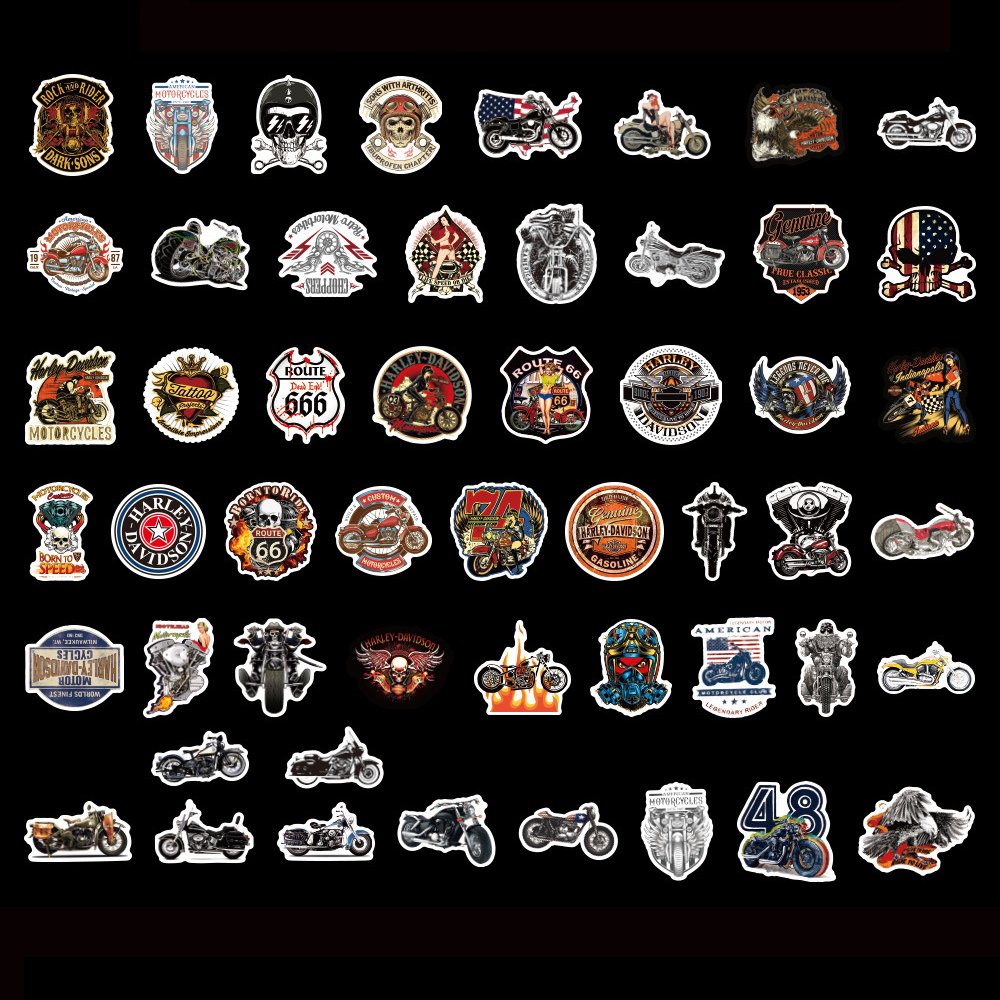 ZY0503C 50pcs High quality Harley motorcycle Sticker PVC Vinyl Waterproof Stickers For Suitcase Skateboard Travel CASE Bike