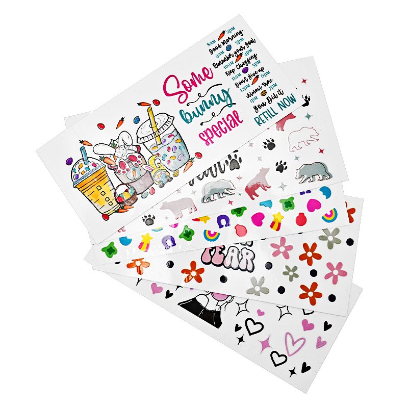 Wholesale Custom Design Transfer UV DTF Stickers Waterproof Cartoon Decals UV DTF Cup Wraps Transfer Stickers For Glass Cups