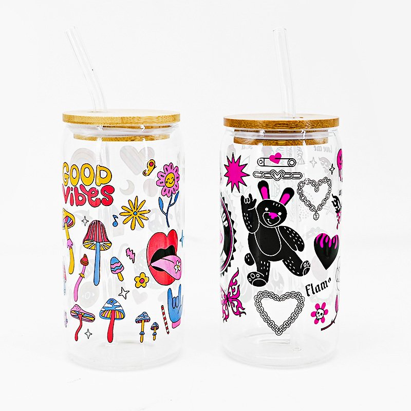 Wholesale Custom Design Transfer UV DTF Stickers Waterproof Cartoon Decals UV DTF Cup Wraps Transfer Stickers For Glass Cups