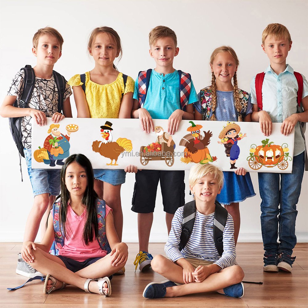 Cartoon stickers Thanksgiving face-changing children baby kids puzzle stickers decorate the ledger party toy stickers