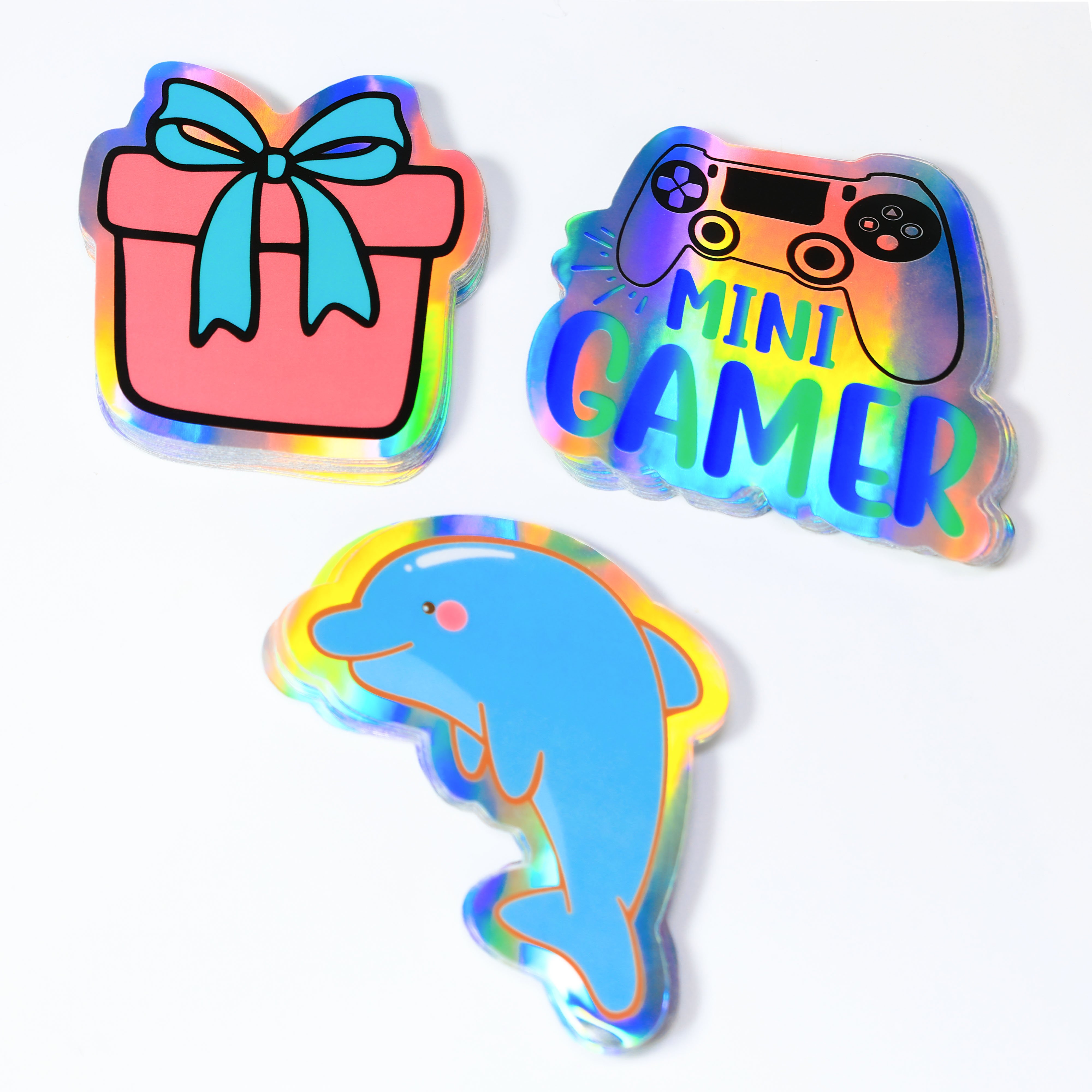 Customized Waterproof Self-adhesive Label Stickers With Holographic Effect Customize Your Own Design Cartoon Stickers