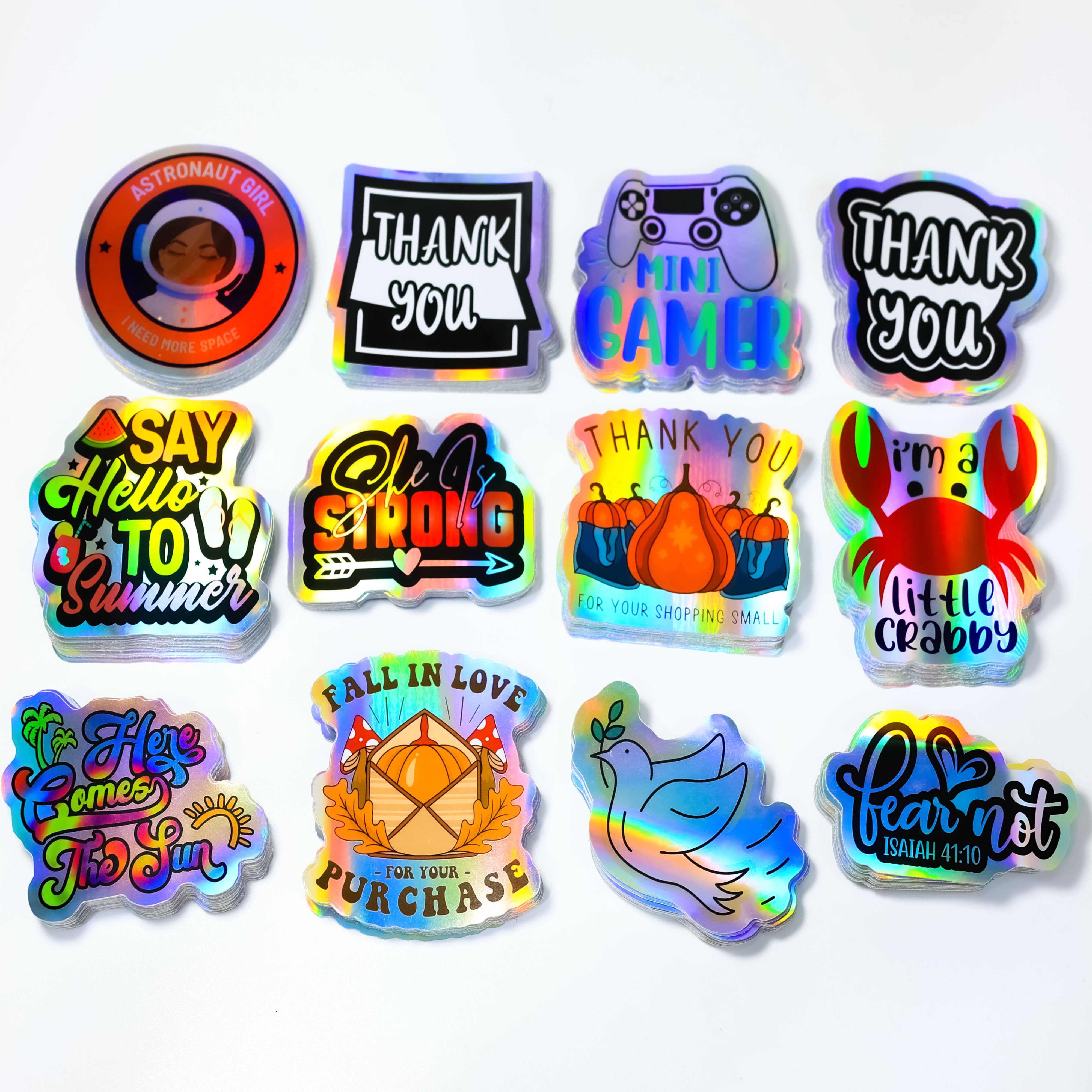 Customized Waterproof Self-adhesive Label Stickers With Holographic Effect Customize Your Own Design Cartoon Stickers