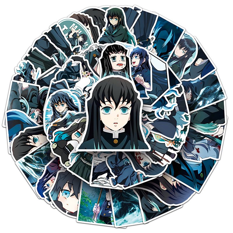 50Pcs High Quality Anime Demon Slayer Waterproof Cartoon PVC Sticker Decorations Tokitou Muichirou Sticker