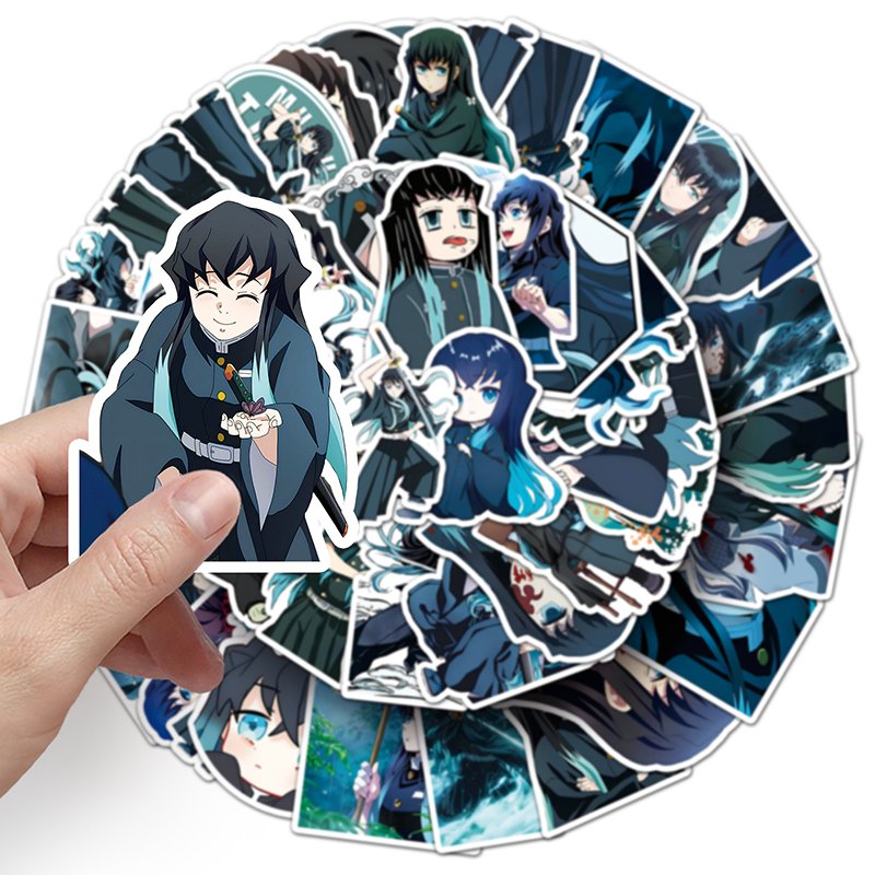 50Pcs High Quality Anime Demon Slayer Waterproof Cartoon PVC Sticker Decorations Tokitou Muichirou Sticker