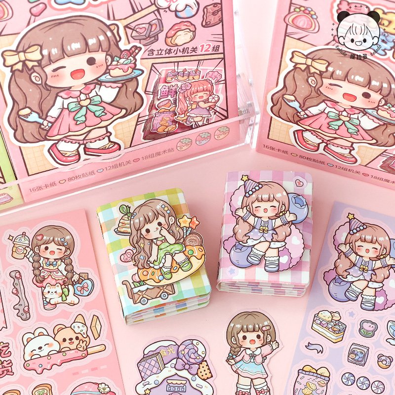 Mr. Paper 2 Design 20 Pcs / Box Stickers Kawaii Girls Series Decoration Cartoon Quiet Book Stickers Pack for DIY Scrap Book