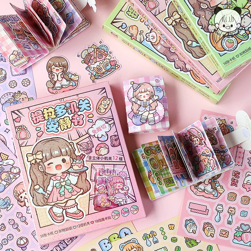 Mr. Paper 2 Design 20 Pcs / Box Stickers Kawaii Girls Series Decoration Cartoon Quiet Book Stickers Pack for DIY Scrap Book