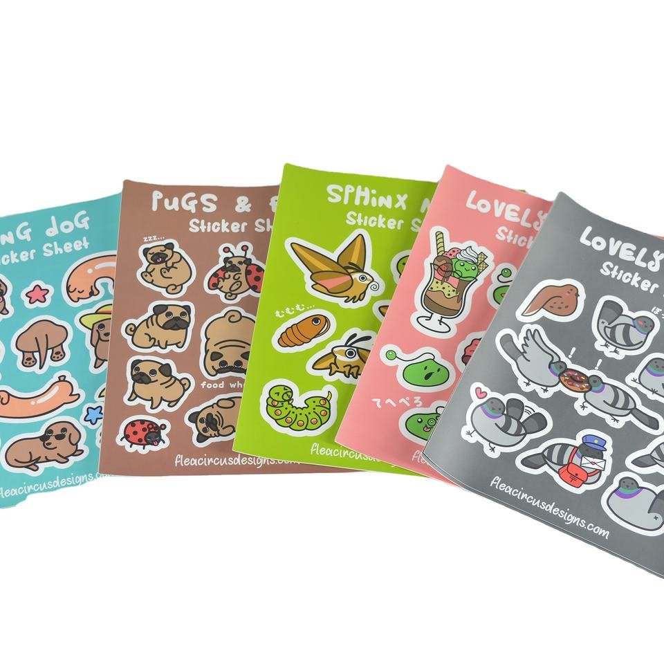 Custom Customized Design A4 A5 Die Cut sticker Sheet Vinyl Label Characters Kiss Cut Sheets cartoon sticker
