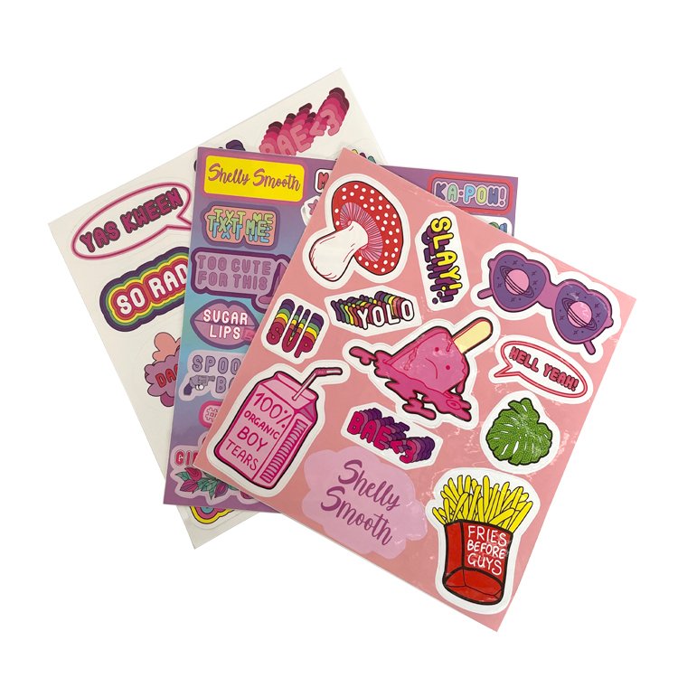 Custom Customized Design A4 A5 Die Cut sticker Sheet Vinyl Label Characters Kiss Cut Sheets cartoon sticker