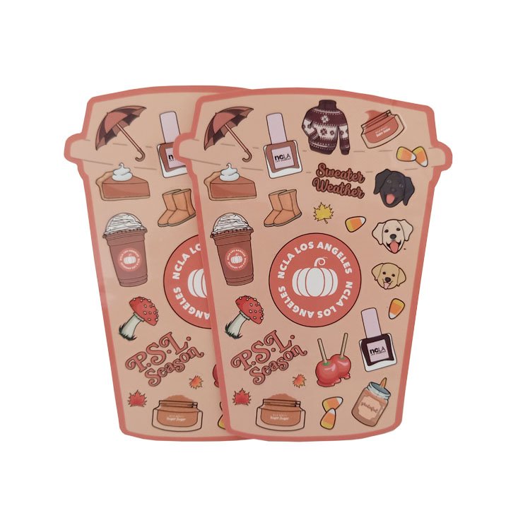 Custom Customized Design A4 A5 Die Cut sticker Sheet Vinyl Label Characters Kiss Cut Sheets cartoon sticker