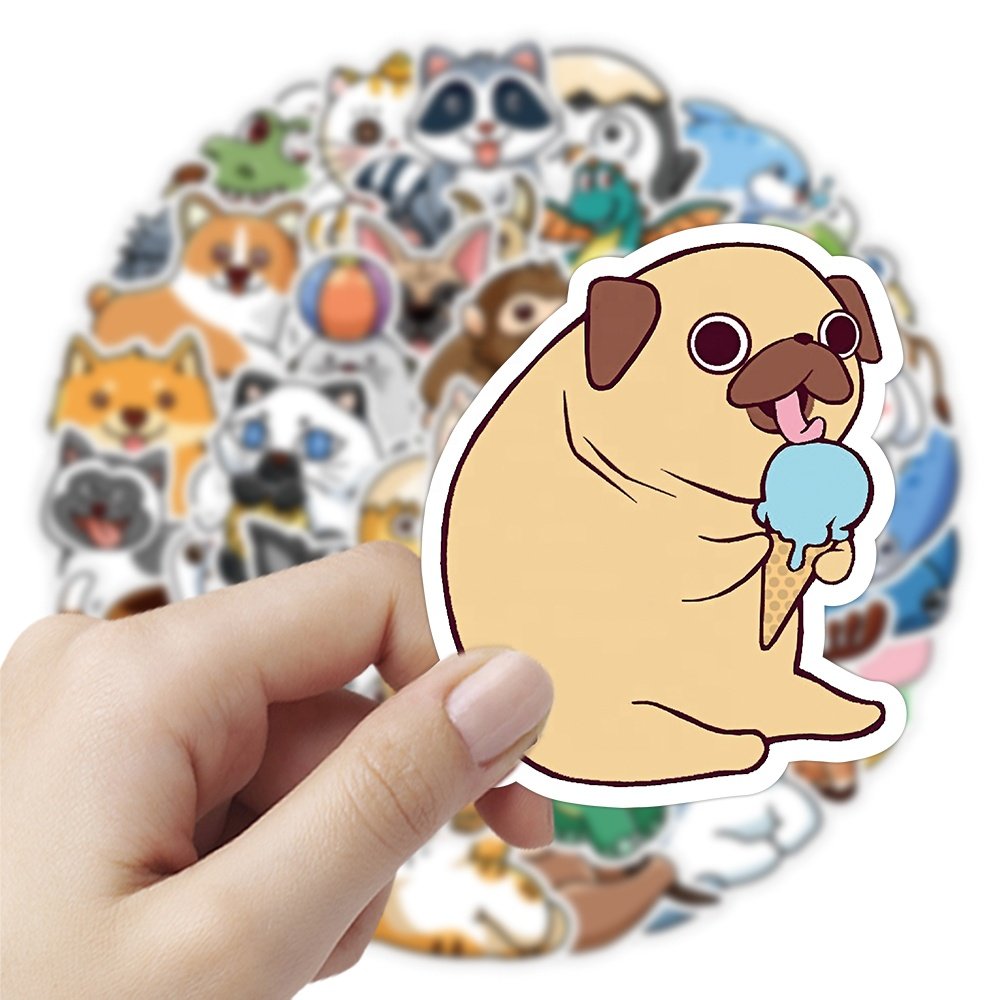 50pcs Cartoon Animal Pig Sticker Custom Waterproof Vinyl Cut Mobile Bottle Sticker Luggage Laptop Book DIY Stickers kid pack