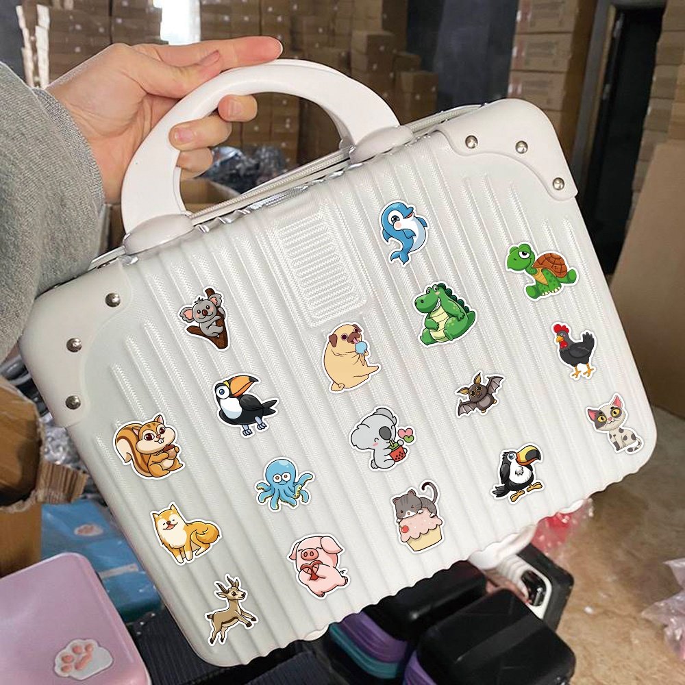 50pcs Cartoon Animal Pig Sticker Custom Waterproof Vinyl Cut Mobile Bottle Sticker Luggage Laptop Book DIY Stickers kid pack