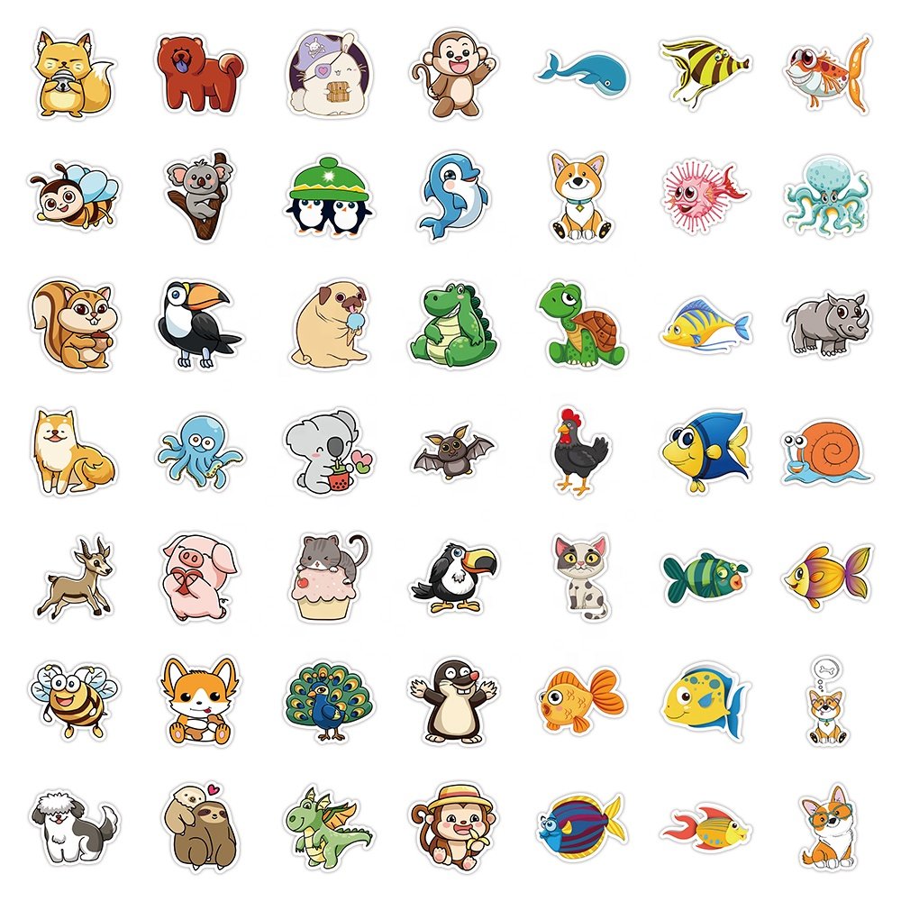 50pcs Cartoon Animal Pig Sticker Custom Waterproof Vinyl Cut Mobile Bottle Sticker Luggage Laptop Book DIY Stickers kid pack