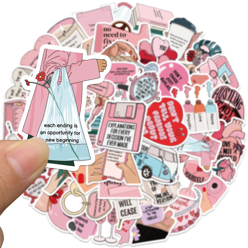 50pcs Self Motivation Refuse Psychological Internal Friction Stickers Diy Fridge Laptop Diary Waterproof Graffiti Gift Decals
