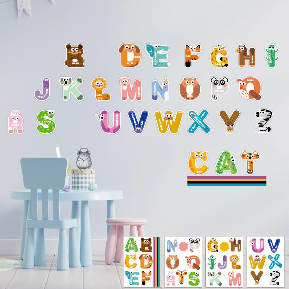 Early Learning Creative Alphabet Stickers Colorful Digital Handbook Handmade Paper Decorative DIY Stickers