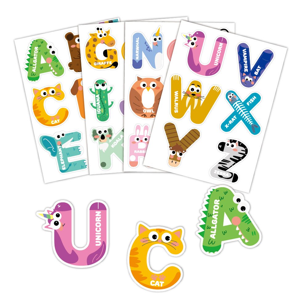 Early Learning Creative Alphabet Stickers Colorful Digital Handbook Handmade Paper Decorative DIY Stickers