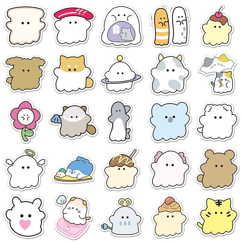 52pcs High Quality Anime Kawaii Cartoon Sticker Waterproof Decoration Custom Obakenu Sticker