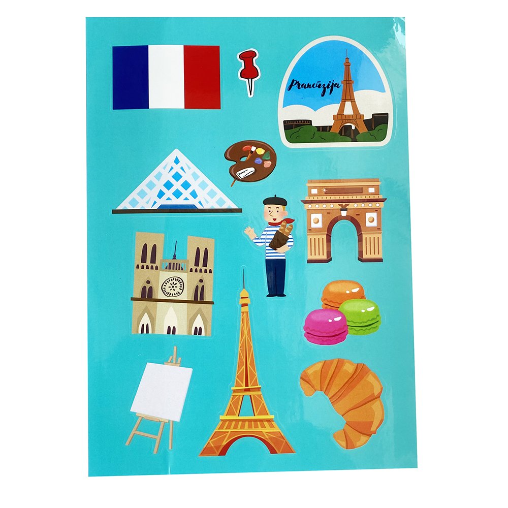 Countries Logo Printing Waterproof Custom Kiss Cut Vinyl Stickers Sheet