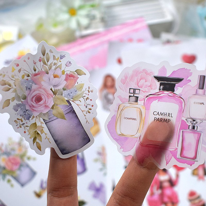 DH Original Designs Fashion Girl Diverse Materials Composed Sticker Set For Bullet Journals Sticker Books