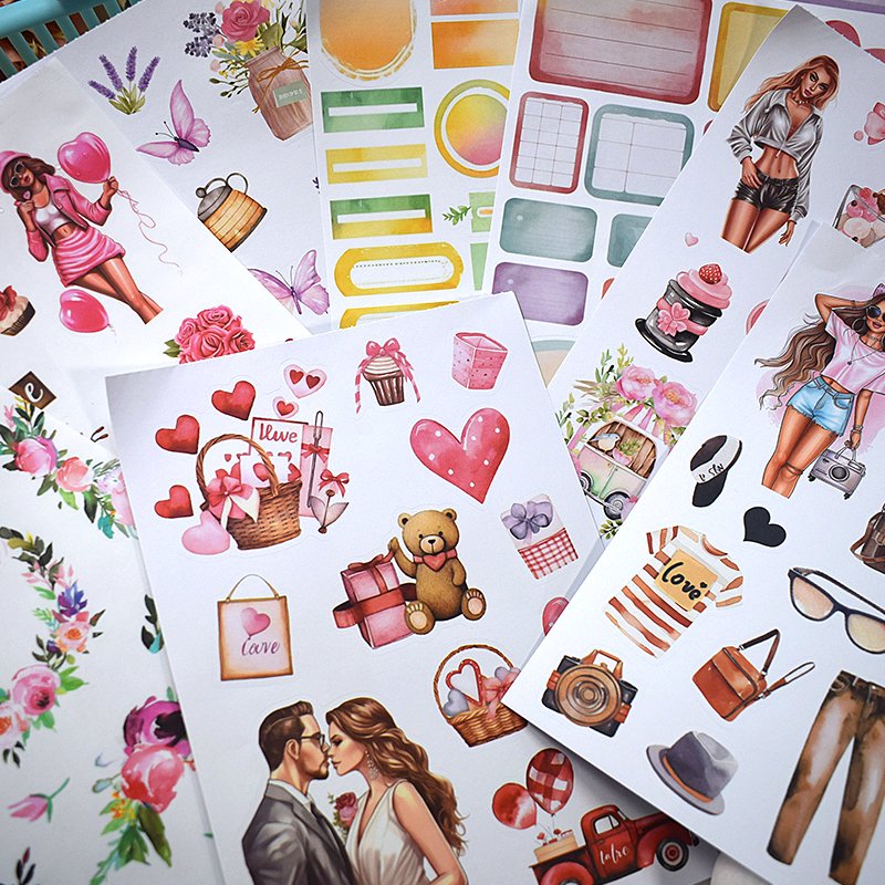 DH Original Designs Fashion Girl Diverse Materials Composed Sticker Set For Bullet Journals Sticker Books