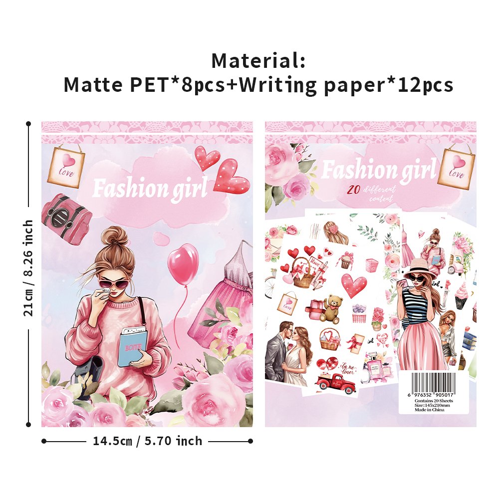 DH Original Designs Fashion Girl Diverse Materials Composed Sticker Set For Bullet Journals Sticker Books