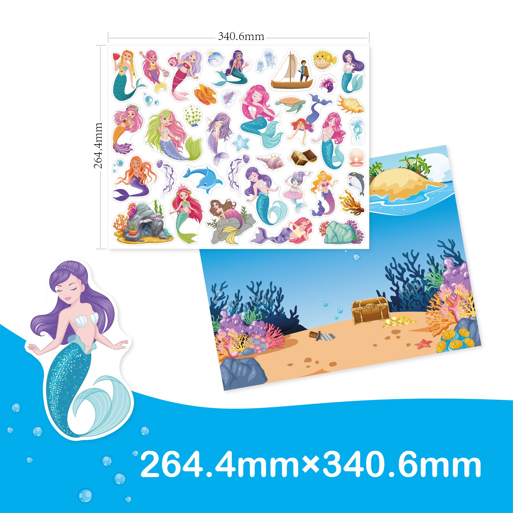Reusable Sticker Pad Set Fairies Princess Castle Scene stickers Cartoon cute stickers suitable for children's gifts