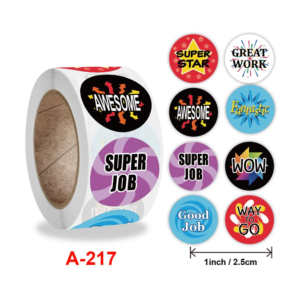 Factory Direct 1-inch Cartoon Pattern Fun Encouragement Label Stickers for Children customized