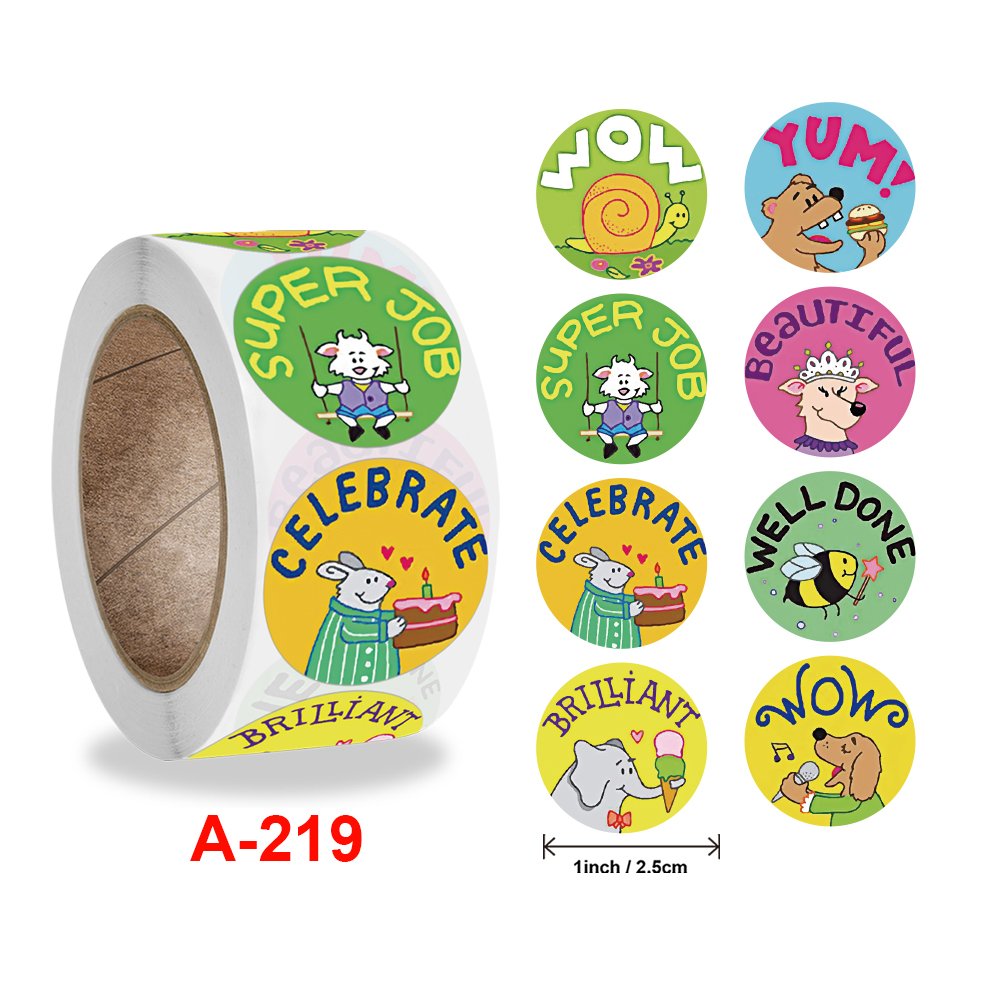 Factory Direct 1-inch Cartoon Pattern Fun Encouragement Label Stickers for Children customized