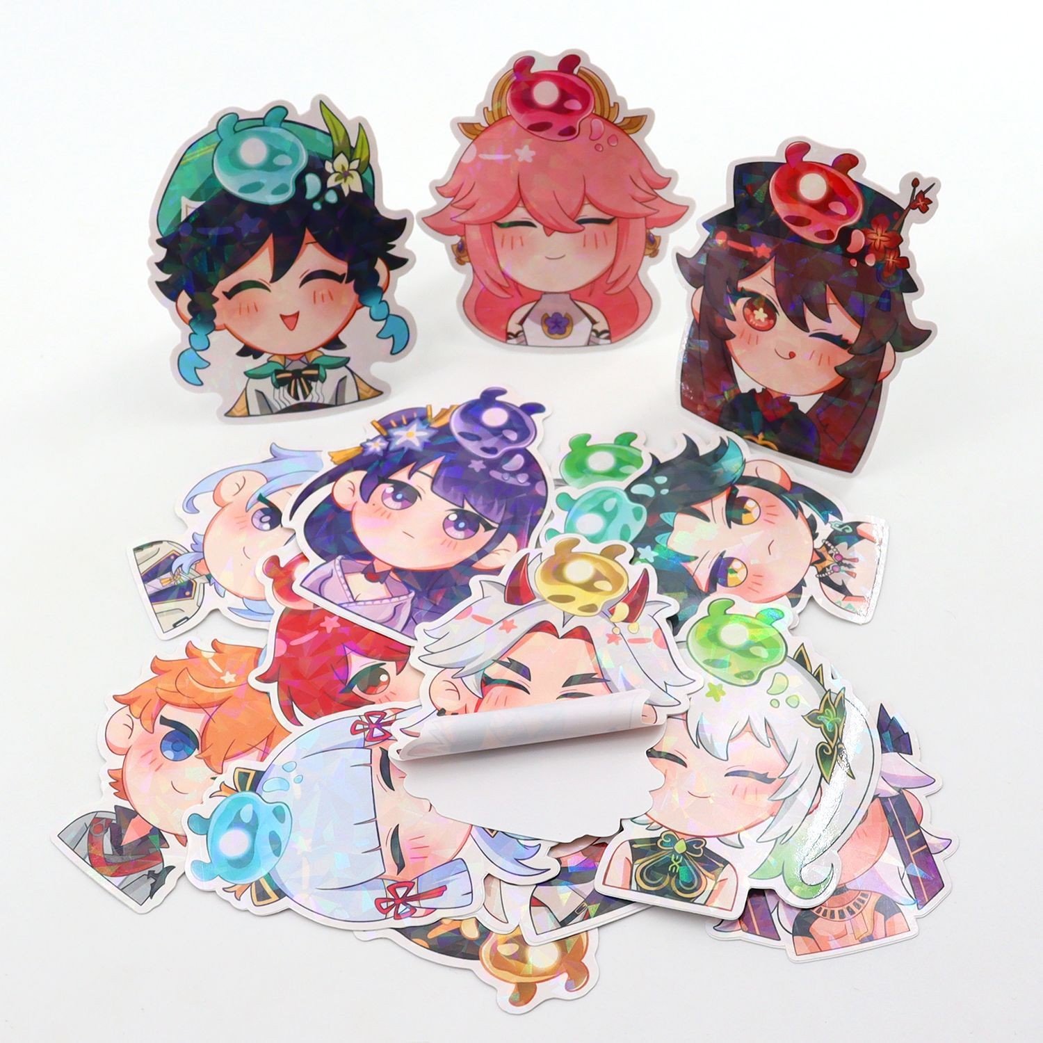 High Quality Custom Cartoon Glossy Waterproof PVC Vinyl Glitter Film Adhesive Die Cut Stickers Printing