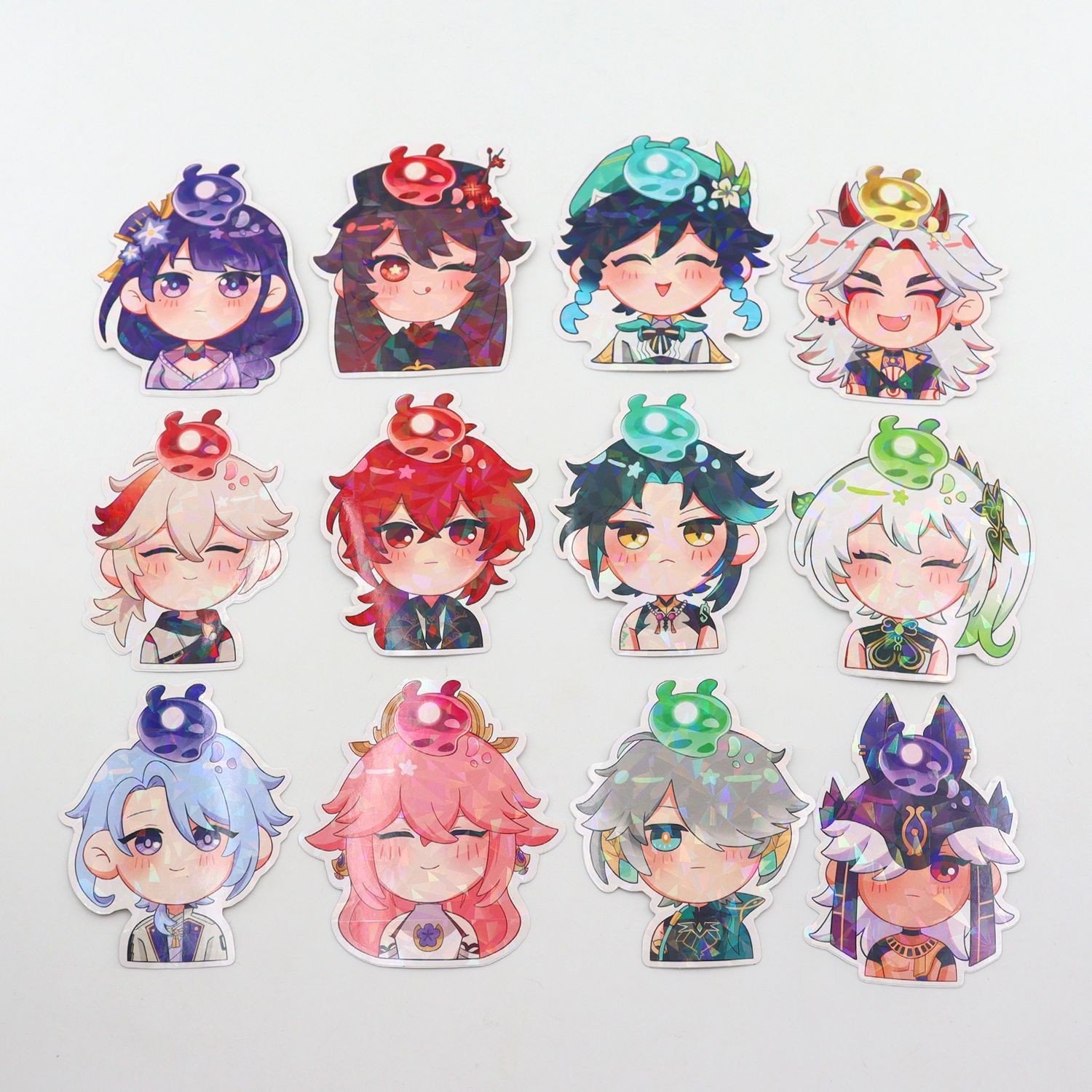 High Quality Custom Cartoon Glossy Waterproof PVC Vinyl Glitter Film Adhesive Die Cut Stickers Printing