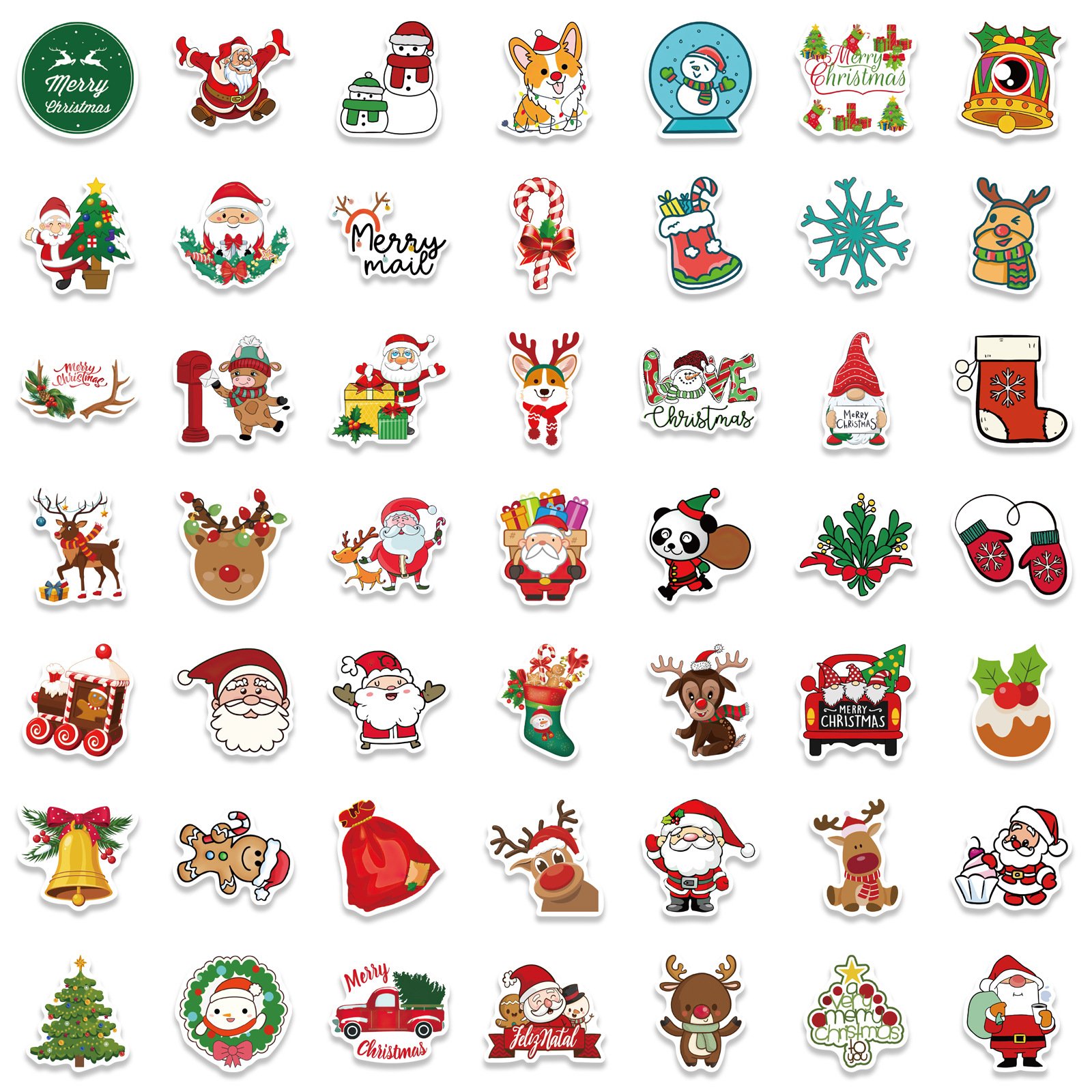 Christmas Wall Stickers Self Adhesive Die Cut Waterproof Cartoon Waterproof Graffiti Sticker Luggage Sticker 100pcs