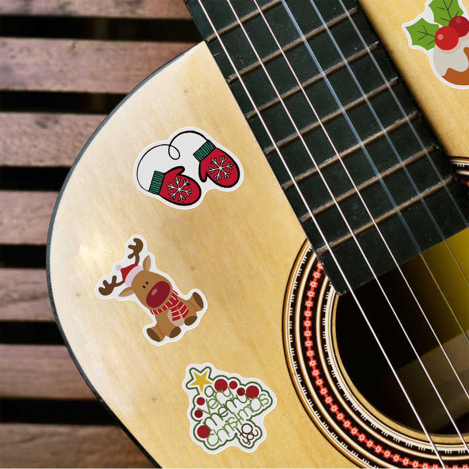 Christmas Wall Stickers Self Adhesive Die Cut Waterproof Cartoon Waterproof Graffiti Sticker Luggage Sticker 100pcs